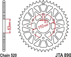 Pinion spate din aluminiu Racelite, negru , 3, nordicamoto.ro