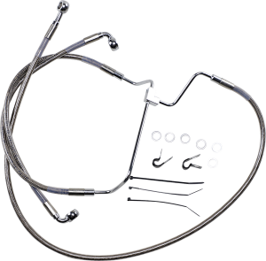 Extended Length Stainless Steel Brake Line Kit Silver, Clear-coated