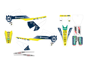 Trophy Graphic Kit Yellow, White, Blue, 2, nordicamoto.ro