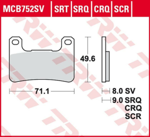 Placute frana fata TRW Sinterizate STREET KAWASAKI Z 900 '18-/ KLZ 1000 '19-/H2 '18-/ Z 1000 '10-/ZX10R '08-'15/SUZUKI GSXR 600/750 '04-'10/DL 1000 '14-/GSXR 1300 '08- '12