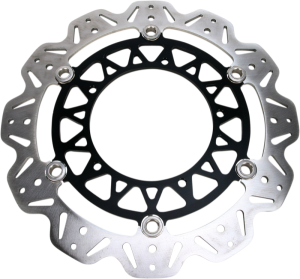 Brake Rotor Vee Series Floating Contour Wave Black, Stainless Steel
