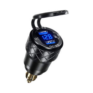 Priză moto DIN BIKETEC PRO BTK12 cu 2x USB-A QC 3.0 și voltmetru compatibilă BMW/Triumph