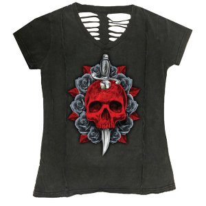 Women's Dagger Skull T-shirt Gray XL, 5, nordicamoto.ro