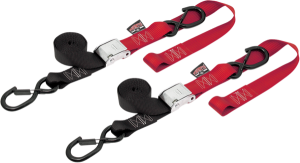 1-1/2(r) Cam-buckle With Safety-latch Hooks And Soft-tye Red, 1, nordicamoto.ro