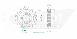 Pinion standard față 525, culoare naturală, 2, nordicamoto.ro