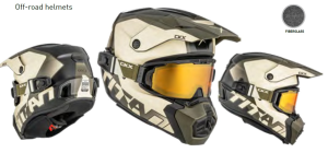 Cască CKX Titan AMS Nunavut bej/verde mat + ochelari de protecție, M, nordicamoto.ro
