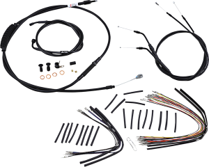 Complete Black Vinyl Handlebar Cable/line Kit For Ape Hanger Handlebars Black