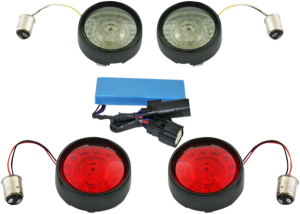Complete Front & Rear Turn Signal Conversion Kit With Bullet Bezel Lenses Black, 1, nordicamoto.ro
