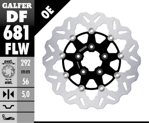 Brake Rotor Floating Flame Black, Silver, 1, nordicamoto.ro