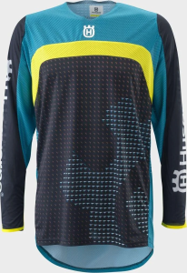 Tricou Husqvarna Railed Pro Blue/Yellow/Turquoise