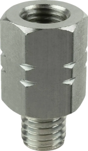 Female M10-1.25 To Male M10-1.5 Thread Adapter 20 Mm Long Silver 