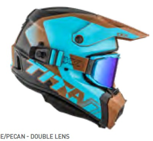Cască CKX Titan AMS Nunavut Albastru/Pecan Mat + ochelari de protecție, M, nordicamoto.ro