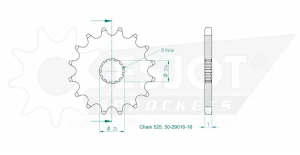 Pinion standard față 525, culoare naturală, 2, nordicamoto.ro