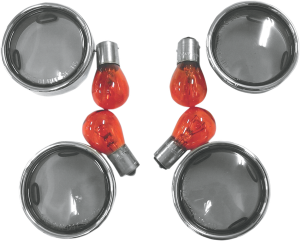 Smoke Turn Signal Lens Kit With Chrome Trim Rings Chrome, 1, nordicamoto.ro