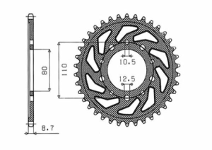 Steel Rear Sprocket Natural, 2, nordicamoto.ro