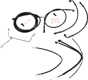 Complete Black Vinyl Handlebar Cable/line Kit For Ape Hanger Handlebars Black
