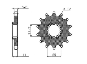 Pinion pentru arbore intermediar Powerdrive, negru, parkerizat, 1, nordicamoto.ro