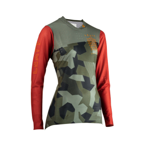 Tricou Dama MTB Leatt Gravity 4.0 Camo Green/Borgounny