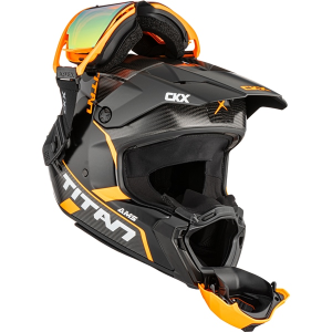 Cască CKX Titan AMS Conrod Orange Matt Carbon + ochelari de protecție, M, 4, nordicamoto.ro