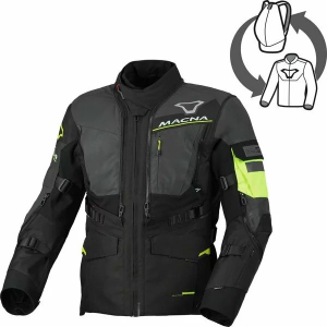Geaca textil impermeabila touring/adventure MACNA FLEXODUS Night Eye™ S Negru Night Eye/Galben fluo, nordicamoto.ro