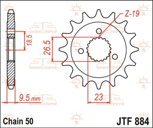 JT SPROCKETS Pinion față, culoare naturală, 2, nordicamoto.ro
