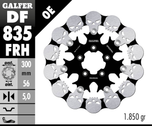 Skull Brake Rotor Black, Silver