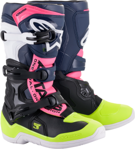 Cizme copii Alpinestars Tech 3S Black/Dark Blue/Pink Fluorescent