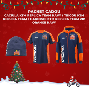 Pachet Cadou Caciula KTM Replica Team Navy / Tricou KTM Replica Team / Hanorac KTM Replica Team Zip Orange Navy
