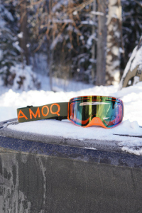 Ochelari Snowmobil AMOQ Vision Vent+ lentila magnetica Military Green/Orange - Gold Mirror