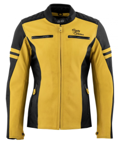 Geaca Piele Dama Rusty Stitches Joyce Yellow/Black