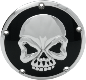 Skull Derby Cover Black, Gloss, Chrome