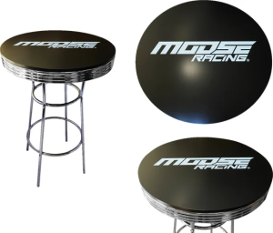 MOOSE RACING Round Pub Table Black, Blue, White, Chrome Plated 