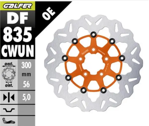 Brake Rotor Floating Wave Orange, Silver, Stainless Steel 
