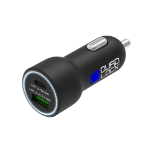 Încărcător Auto Quad Lock Dual 48W – USB-C PD + USB-A QC3.0