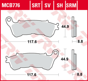 Placute frana fata TRW Organice HONDA CBF 500 '04-'08/ CBF 600 '04-'15/ NT 700 V '06-'13/XL 700 V '08-'13/ XL 1000 V '04-'13/SUZUKI BURGMAN 125 '07-'13