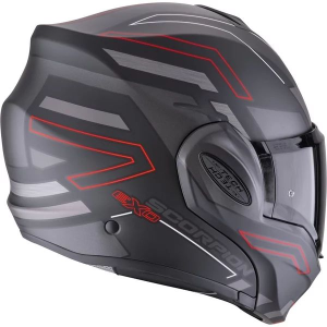 Casca modulara flip-back EXO-TECH EVO CONQUER M Negru mat/Rosu, 2, nordicamoto.ro