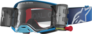 Ochelari Alpinestars Supertech Firma Roll-Off Albastru/Argintiu/Lentila Clara, nordicamoto.ro