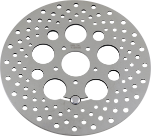 Polished Stainless Steel Drilled Brake Rotor Silver, Polished