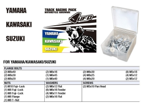 Track Racing Pack Hardware Sets - Kawasaki/ Suzuki/ Yamaha Steel