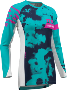 Womens Launchmode Bleach Jersey White, Blue 