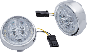 Led Lighted Fang® Front Signal Light Inserts With Bezel Chrome, 2, nordicamoto.ro
