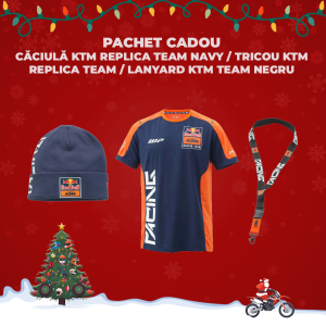 Pachet Cadou Caciula KTM Replica Team Navy / Tricou KTM Replica Team / Lanyard KTM Team Negru
