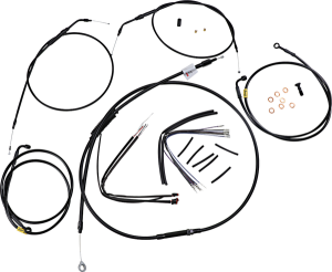 Complete Black Vinyl Handlebar Cable/line Kit For Ape Hanger Handlebars Black