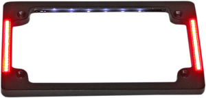Tri-horizontal Motorcycle Plate Frame With Flush-mount Leds And Led Plate Illumination Red, White, 1, nordicamoto.ro