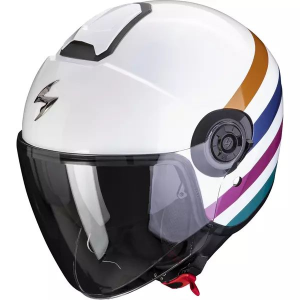 Cască SCORPION EXO CITY II BEE XS cu vizieră deschisă/tip jiclor – Alb/Verde/Auriu, 4, nordicamoto.ro