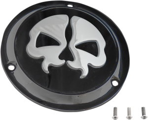 Split Skull Derby Cover Black, Chrome