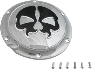 Split Skull Derby Cover Black, Chrome, 1, nordicamoto.ro