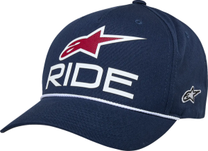 Ride Comp Curved Bill Snap Hat White, Navy 