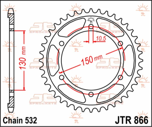 JT SPROCKETS Pinion spate, culoare naturală, 1, nordicamoto.ro