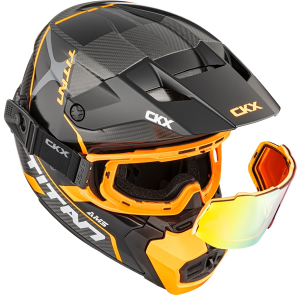 Cască CKX Titan AMS Conrod Orange Matt Carbon + ochelari de protecție, M, 2, nordicamoto.ro